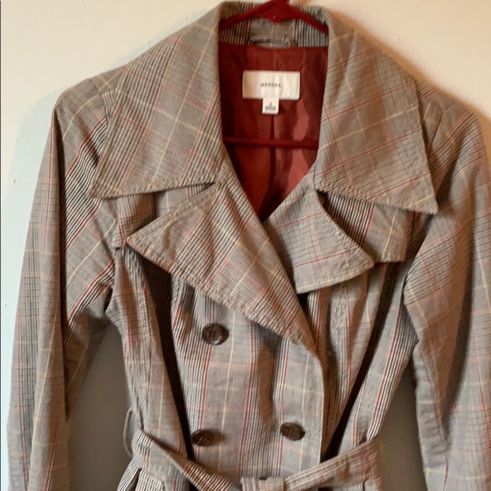 Brown Patterned Trench Coat w/Belt